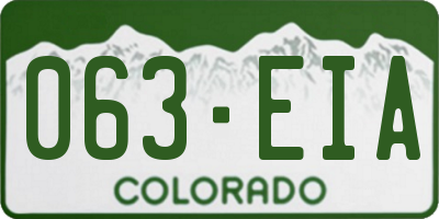 CO license plate 063EIA