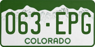 CO license plate 063EPG