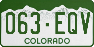 CO license plate 063EQV