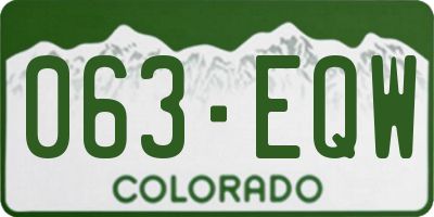 CO license plate 063EQW