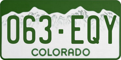 CO license plate 063EQY