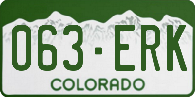 CO license plate 063ERK
