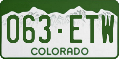 CO license plate 063ETW