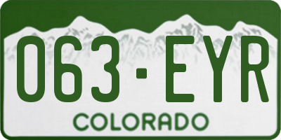 CO license plate 063EYR
