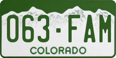 CO license plate 063FAM