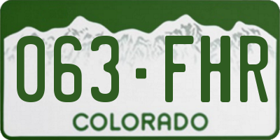 CO license plate 063FHR