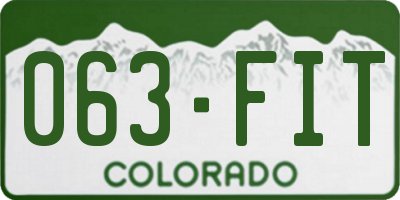 CO license plate 063FIT