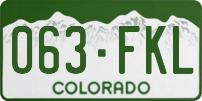 CO license plate 063FKL