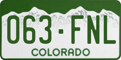 CO license plate 063FNL