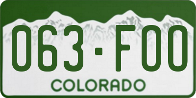 CO license plate 063FOO