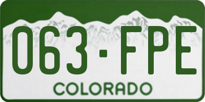 CO license plate 063FPE
