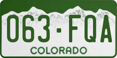 CO license plate 063FQA