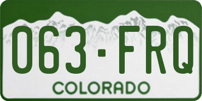 CO license plate 063FRQ