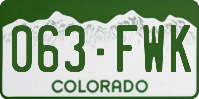 CO license plate 063FWK