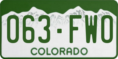 CO license plate 063FWO