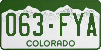 CO license plate 063FYA