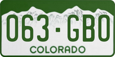 CO license plate 063GBO