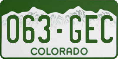 CO license plate 063GEC