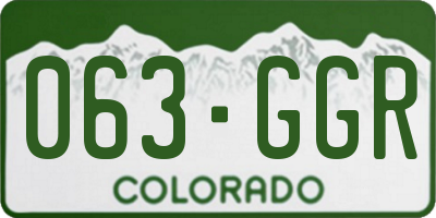 CO license plate 063GGR