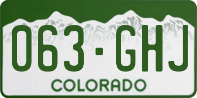 CO license plate 063GHJ