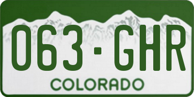 CO license plate 063GHR
