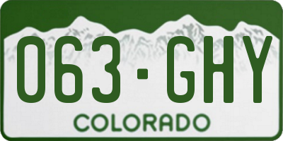 CO license plate 063GHY