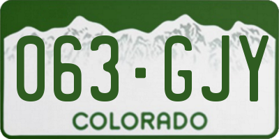 CO license plate 063GJY