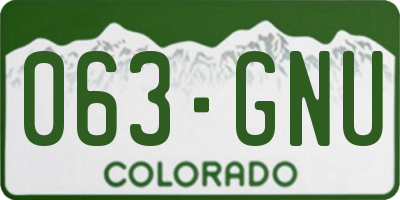 CO license plate 063GNU