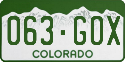 CO license plate 063GOX