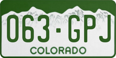 CO license plate 063GPJ