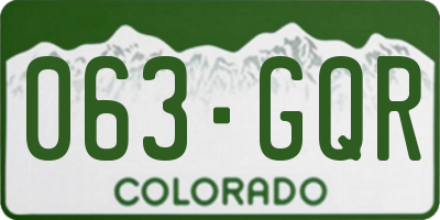 CO license plate 063GQR