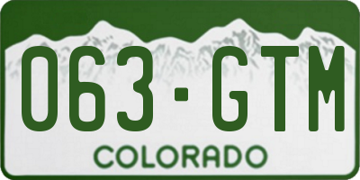 CO license plate 063GTM