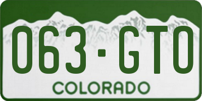 CO license plate 063GTO