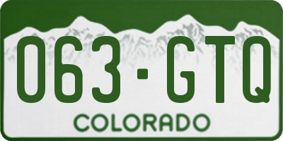 CO license plate 063GTQ
