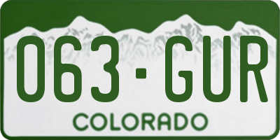 CO license plate 063GUR