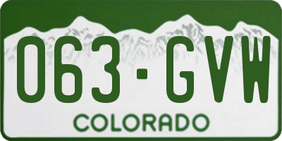 CO license plate 063GVW