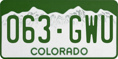 CO license plate 063GWU