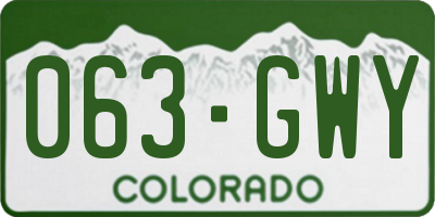 CO license plate 063GWY