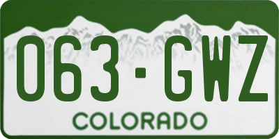 CO license plate 063GWZ