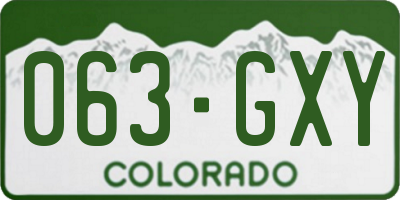 CO license plate 063GXY