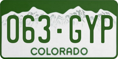 CO license plate 063GYP