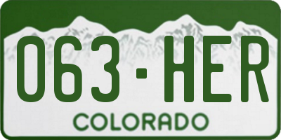 CO license plate 063HER
