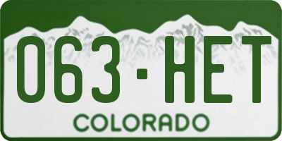 CO license plate 063HET