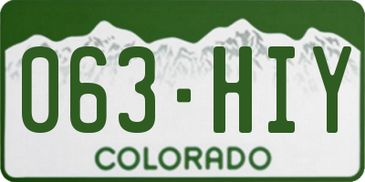 CO license plate 063HIY