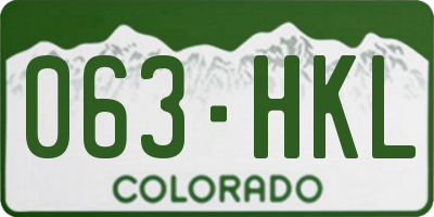 CO license plate 063HKL