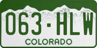 CO license plate 063HLW