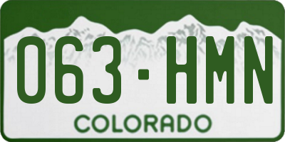 CO license plate 063HMN