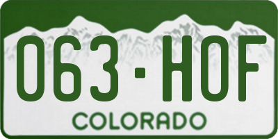 CO license plate 063HOF