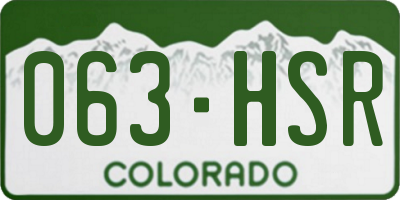 CO license plate 063HSR