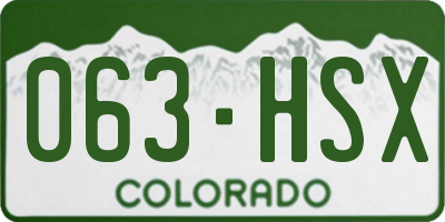 CO license plate 063HSX
